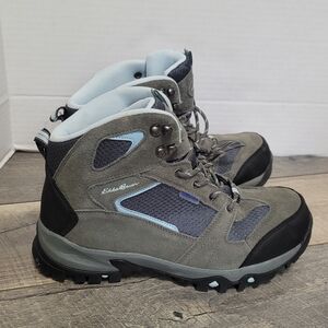 Eddie Bauer Women's Gray Hiking Boots Waterproof Gray Skyblue Colorblock Sz10
